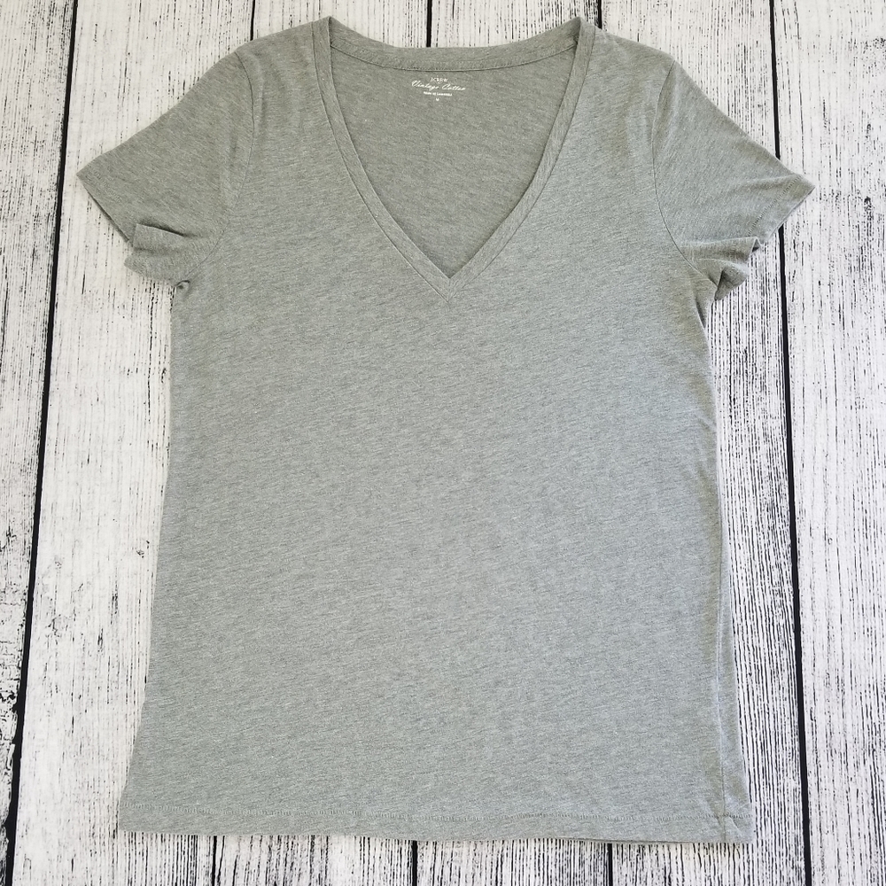 J. Crew Heathered Grey V Neck Vintage Cotton Tee